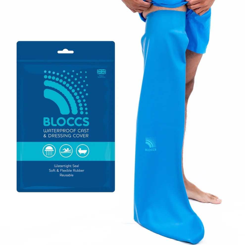 Bloccs waterproof leg cover being worn