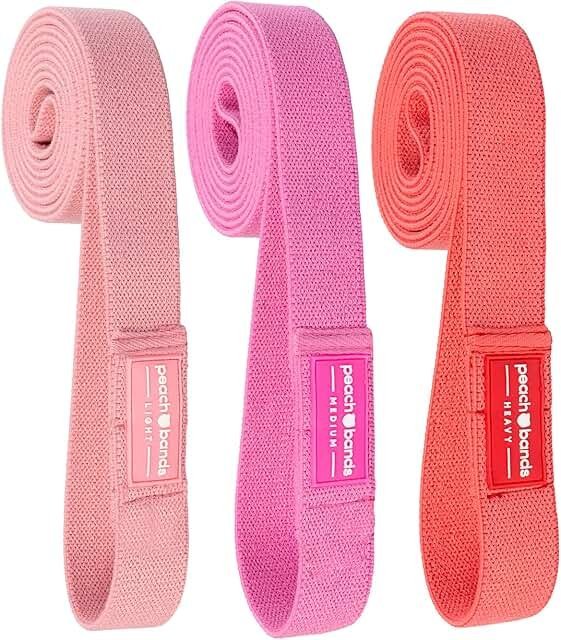 Peach Bands fabric resistance band set in light medium and heavy