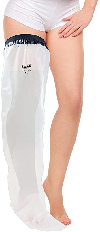 LimbO waterproof leg cover being worn in shower