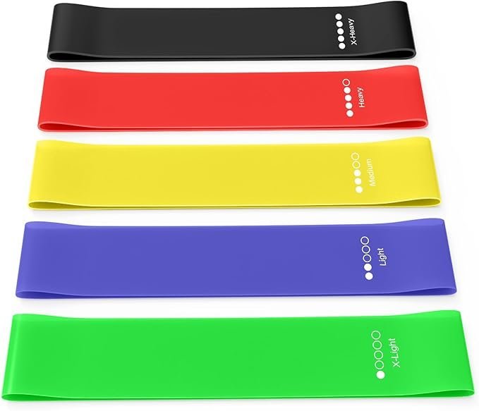 5-piece latex loop resistance band set in multiple resistance levels